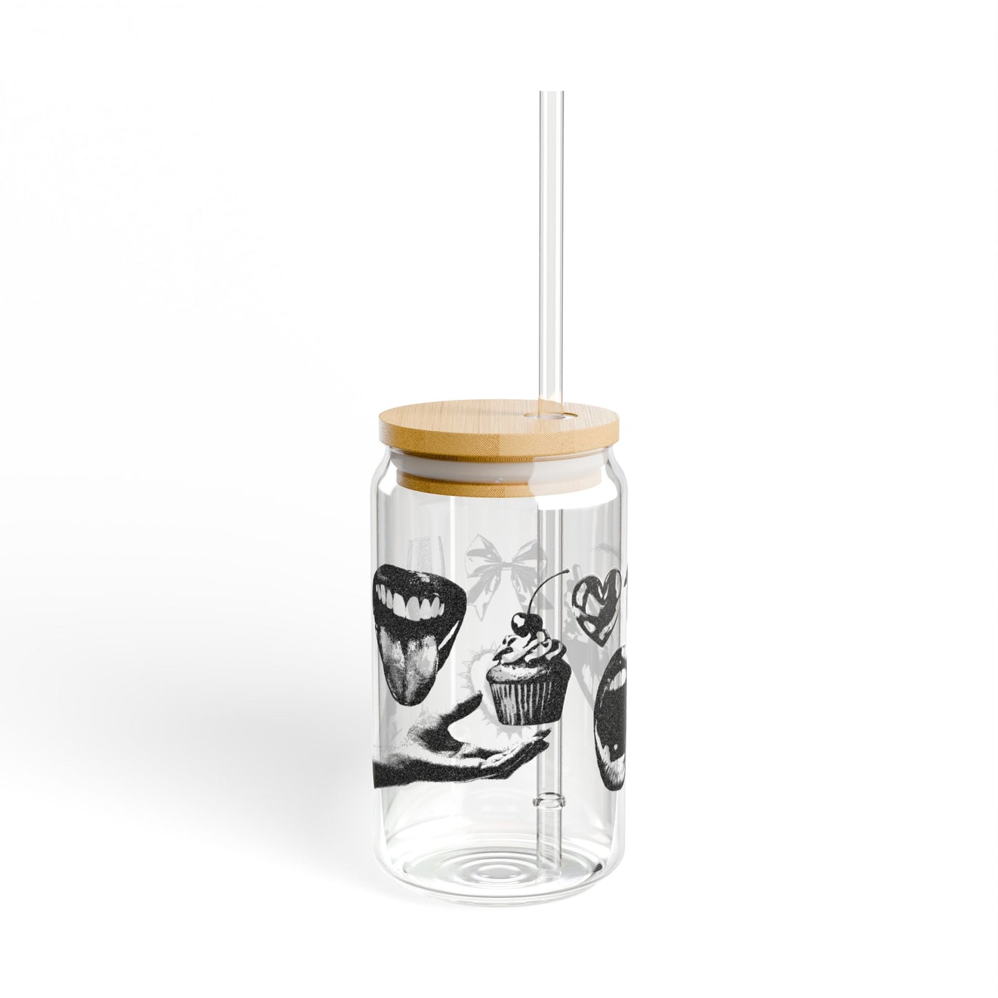 Glass Tumbler with bamboo lid and reusable straw