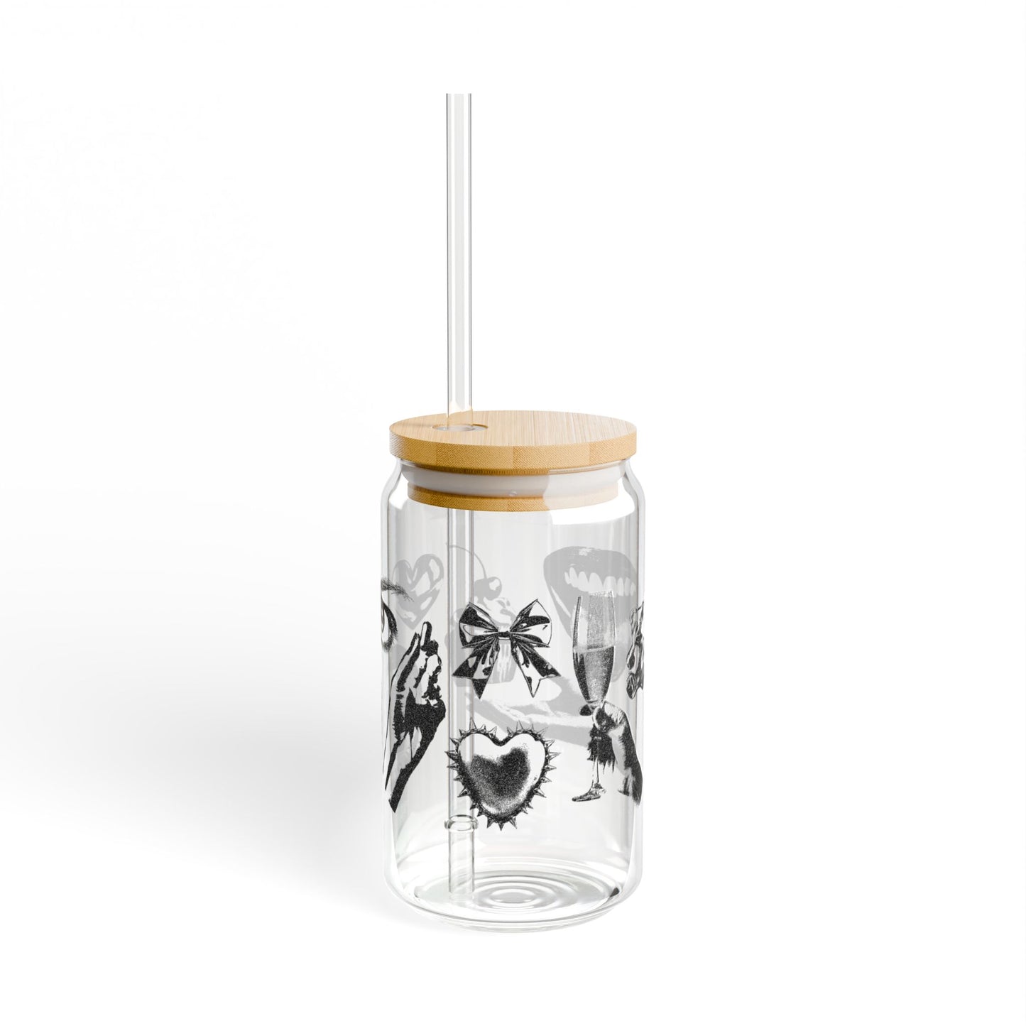 Glass Tumbler with bamboo lid and reusable straw