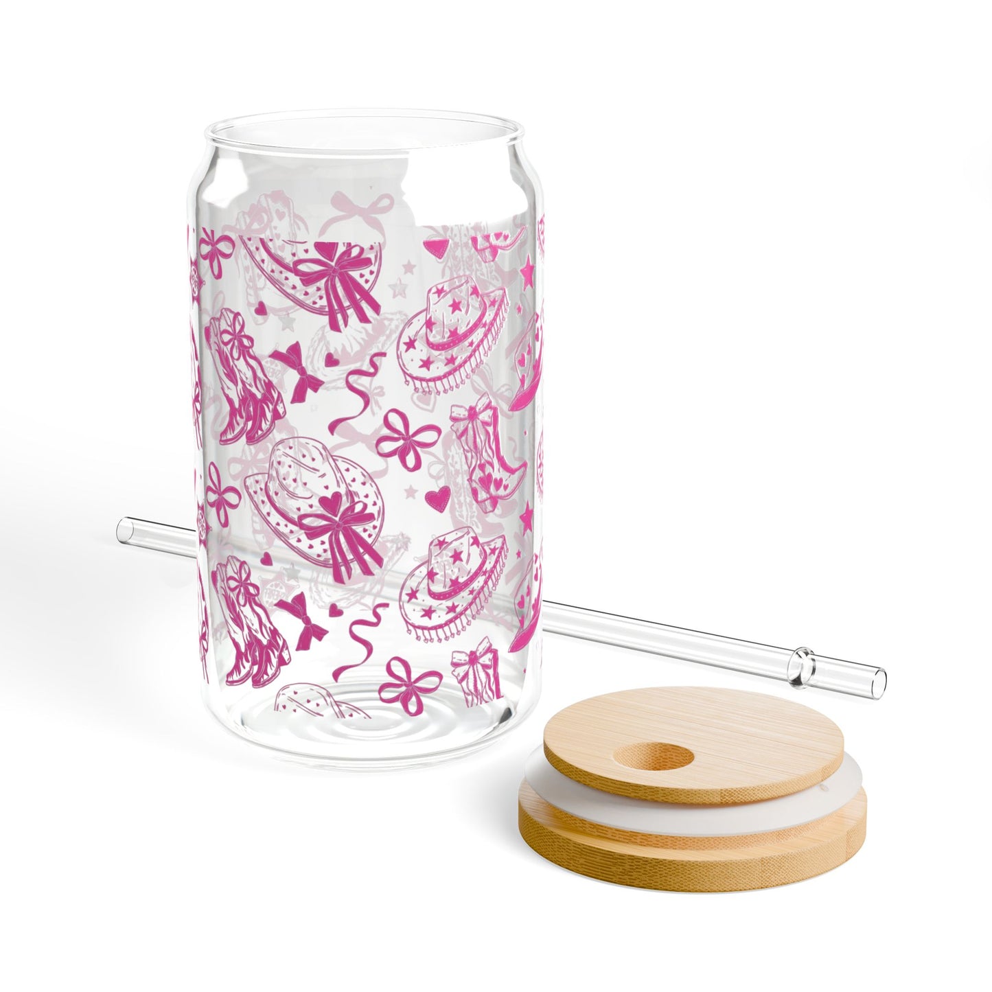 Glass Tumbler with bamboo lid and reusable straw