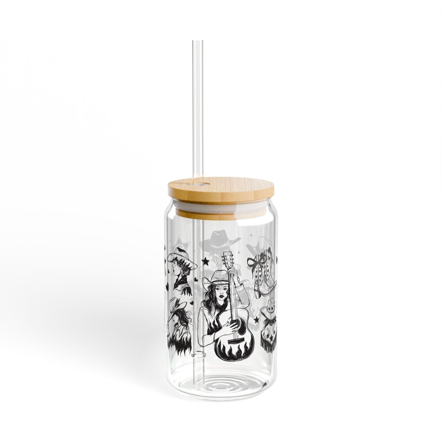 Glass Tumbler with bamboo lid and reusable straw